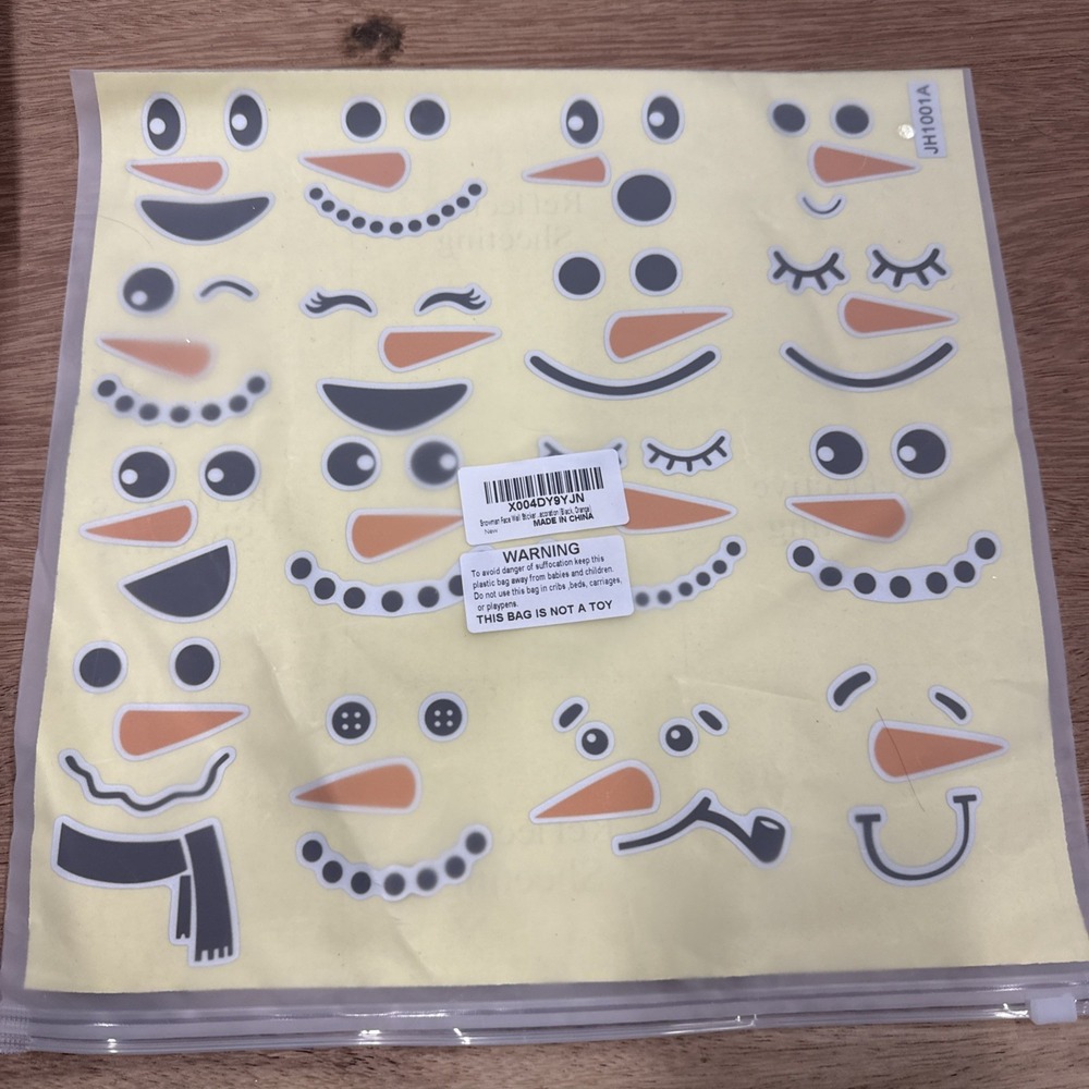 16 Pieces Snowman Face Wall Stickers Cute Christmas Snow Man Wall Decals 11 Inch